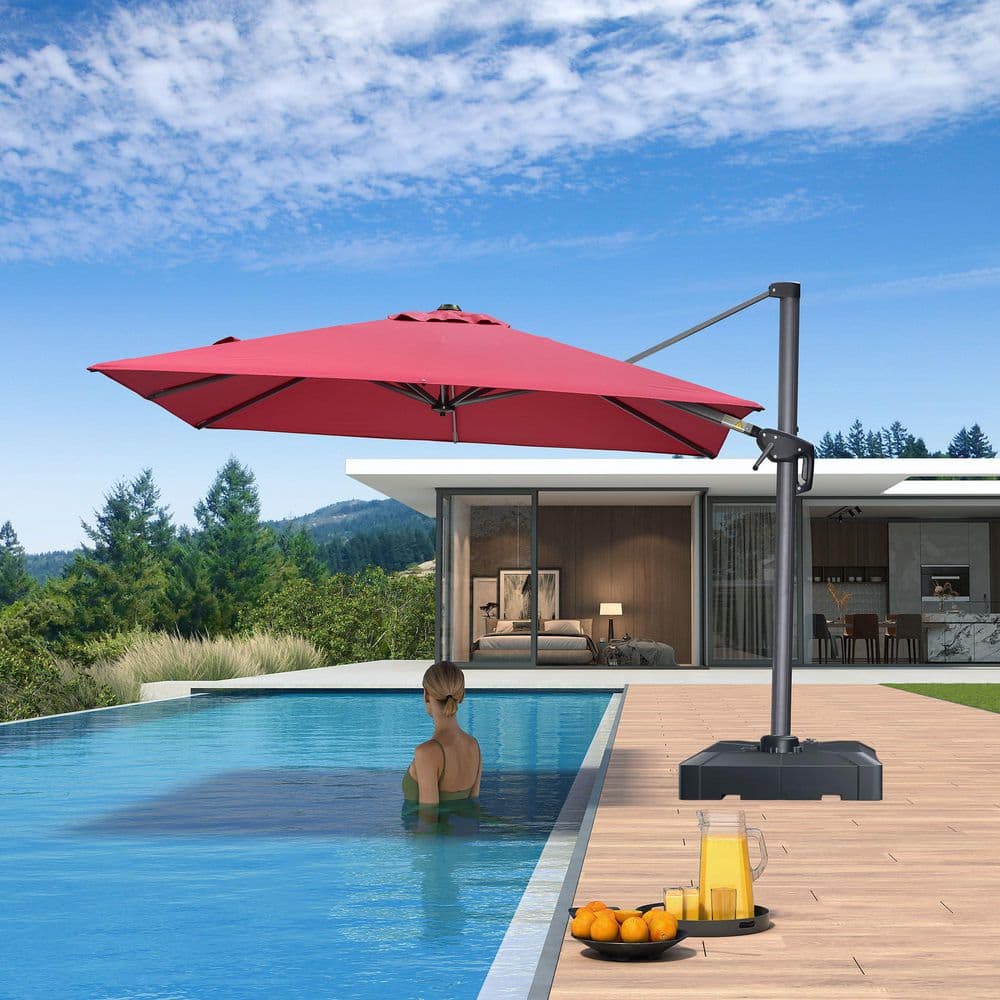 8 ft. Square Patio Umbrella Offset Outdoor Cantilever Umbrella for Poolside with 360° Rotation in Terra price history on PriceWatchPro