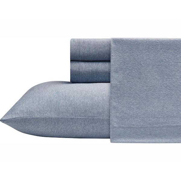 Morgan Home Heather Jersey 4-Piece Blue Solid King Sheet Set