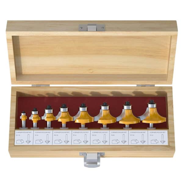 Unbranded 1/4 Inch Shank Carbide Router Bit Set 8 Piece with Anti-Kickback Design for Woodworking Table Routers (8-Pack)