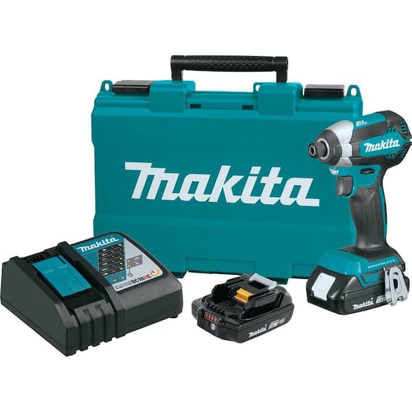 Makita 18V LXT Lithium-Ion Compact Brushless 1/4 in. Cordless Impact Driver Kit with (2) Batteries 2.0Ah Charger Case