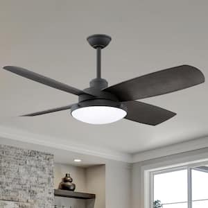 Sunhill 56 in. Integrated LED Indoor/Outdoor Sand Black Ceiling Fan with Light