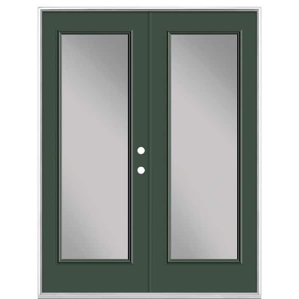Masonite 60 in. x 80 in. Conifer Steel Prehung Left-Hand Inswing Full Lite Clear Glass Patio Door in Vinyl Frame, no Brickmold