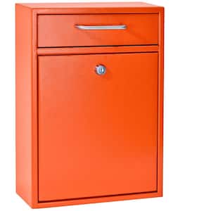 Olympus Locking Wall-Mount Drop Box With High Security Reinforced Patented Locking System, Bright Orange