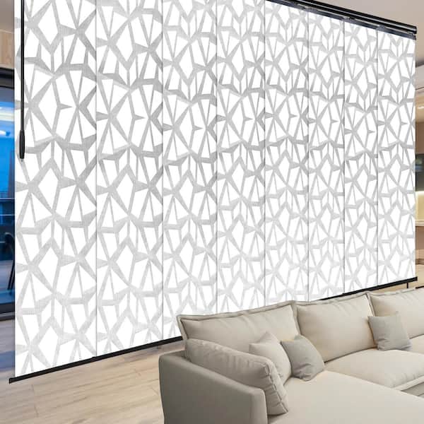 EMOH Snowdrops 130 in. to 175 in. W x 94 in. L Adjustable 8-Panel Double Rail Panel Track with 23.5 in. Slates, Black