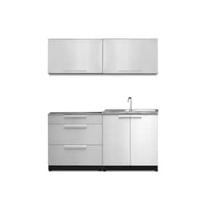 Stainless Steel 4-Piece 64 in. W x 36.5 in. H x 24 in. D Outdoor Kitchen Cabinet Set without Countertop