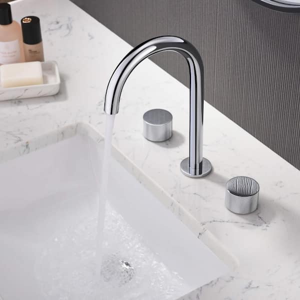 8 in. Widespread 2-Handle Bathroom Sink Faucet with Supply Lines and Adjustable Flow Rate in Chrome (1-Pack)