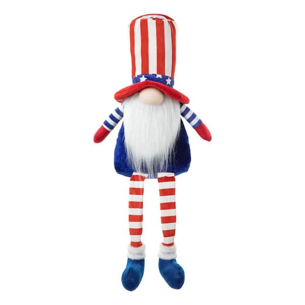 Glitzhome 24 in. H Fabric Patriotic/Americana Gnome Shelf Sitter with Dangling Legs