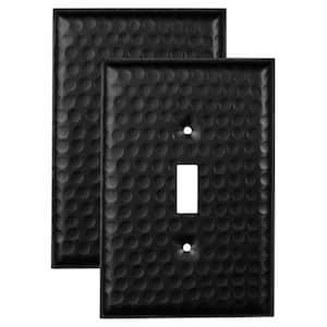 Hammered 1-Gang Black Switch/Toggle Metal Wall Plate (2-Pack)