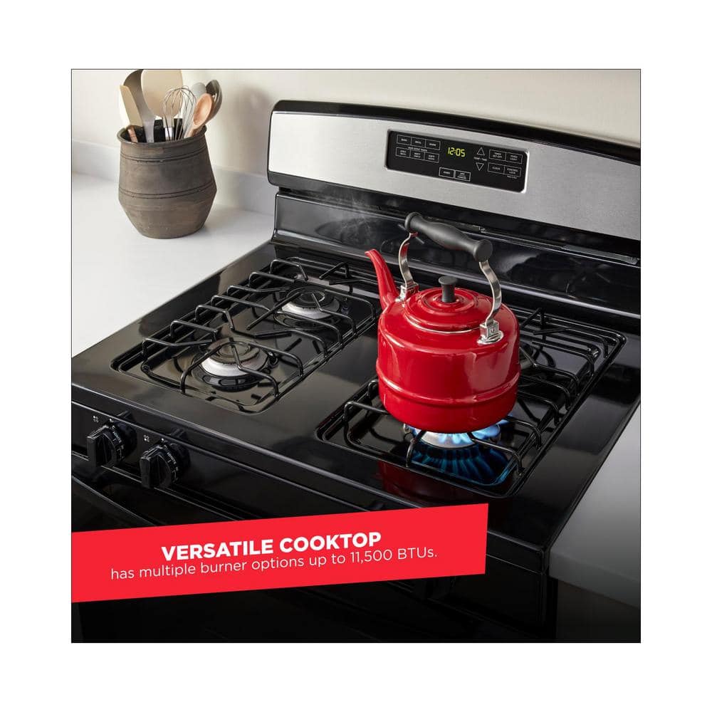 30-Inch Black Freestanding Natural Gas Range with Broiler Drawer