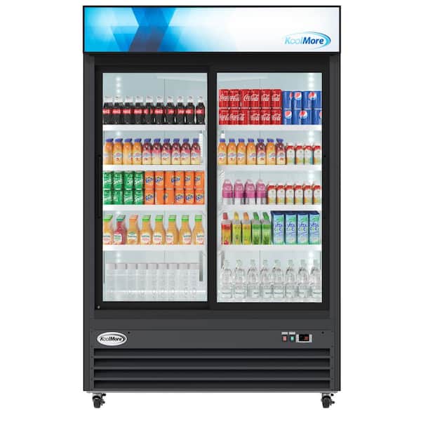 53 in. 45 cu. ft. Commercial Refrigerator Merchandiser 2 Glass Door in Black Stainless Steel