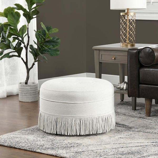 off white round ottoman