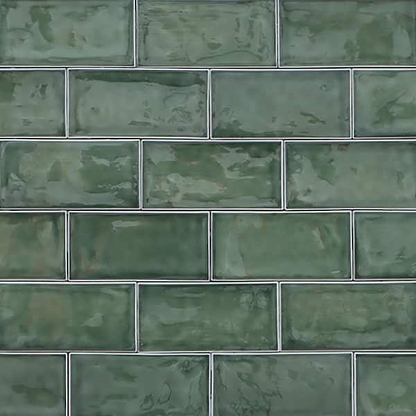 Ivy Hill Tile Delphi Capri Green 4.33 in. x 8.66 in. Polished Glass Subway Wall Tile (6.24 Sq. Ft./Case)