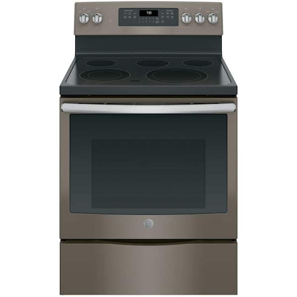 GE 5.3 cu. ft. Electric Range with Self-Cleaning Convection Oven in Slate, Fingerprint Resistant
