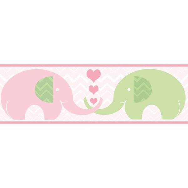 Chesapeake Tobi Pink Elephant Love Pink Wallpaper Border