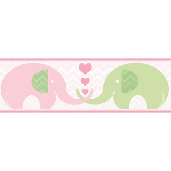 Chesapeake Tobi Pink Elephant Love Pink Wallpaper Border Sample