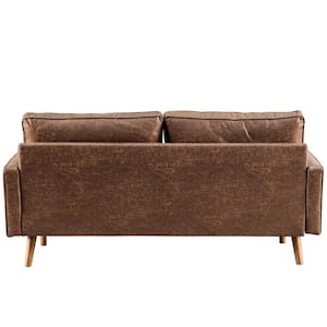 Joy 69.68 in. Brown Suede Fabric 2-Seat Loveseat with Removable Cushion