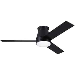 Light Pro 48 in. Indoor Black Low Profile Standard Ceiling Fan with Bright Integrated LED and Remote Control