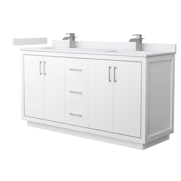 Wyndham Collection Icon 66 in. W x 22 in. D x 35 in. H Double Bath Vanity in White with White Cultured Marble Top