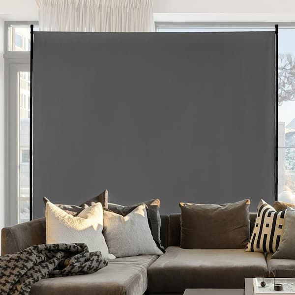 Room Divider, Single Panel Room Divider, 71.5 in. Privacy Screen Indoor Divider for Room, Freestanding Gray Canvas