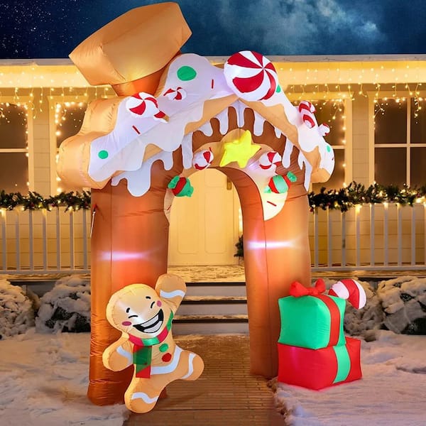 10F ft. H x 2 ft. W Gingerbread Arch Inflatable for Christmas Outdoor Decor