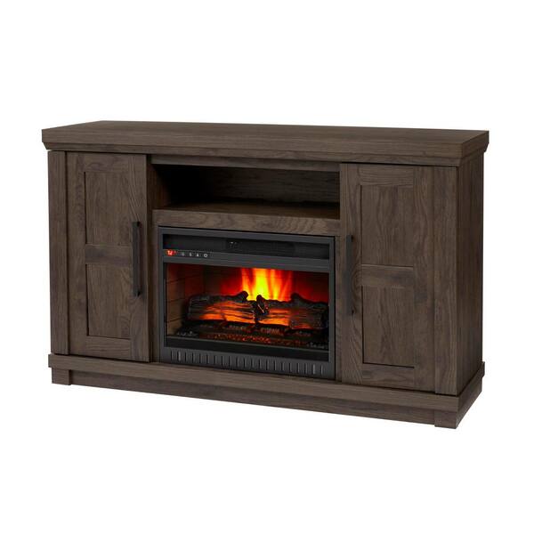 Home Decorators Collection Caufield 54 in. Media Console Infrared Electric  Fireplace in Vintage Warm Oak HDFP54-46 - The Home Depot