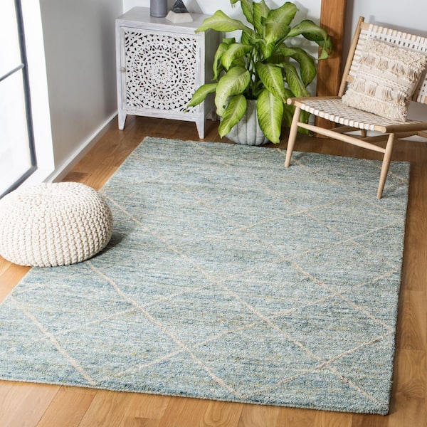Himalaya Blue 6 ft. x 6 ft. Geometric Trellis Square Area Rug
