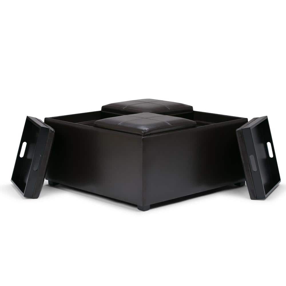 Avalon Square Tufted Cocktail Ottoman with Integrated Storage