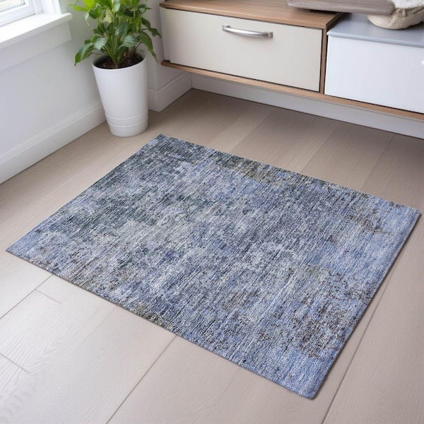 Mayfield Premium Machine Washable Abstract AMF1162 Blue 2 ft. x 3 ft. Area Rug