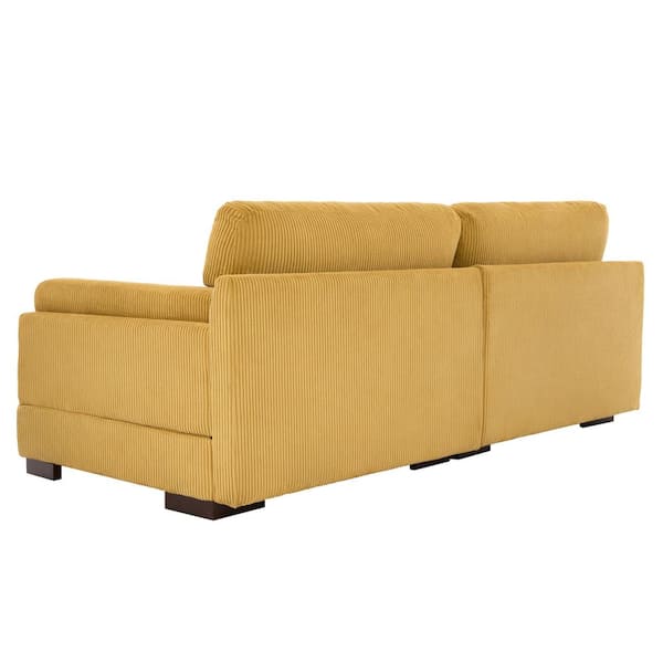 Uixe 90 in. Square Arm Corduroy Fabric Rectangle Upholstered