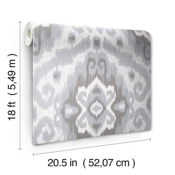 Grey Bohemian Ikat Peel and Stick Wallpaper