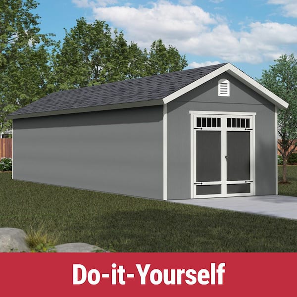 DIY Porter 10 ft. x 32 ft. Wooden Outdoor Storage Garden Shed with Floor Transom Window Doors (320 sq. ft. )