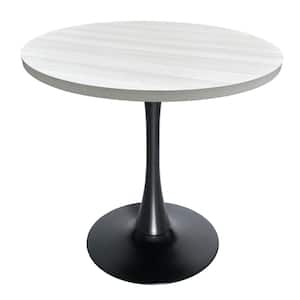 Bristol 36 in. Round Dining Table with MDF Wood Tabletop in Black Iron Pedestal Base 4-Seater, Light Natural
