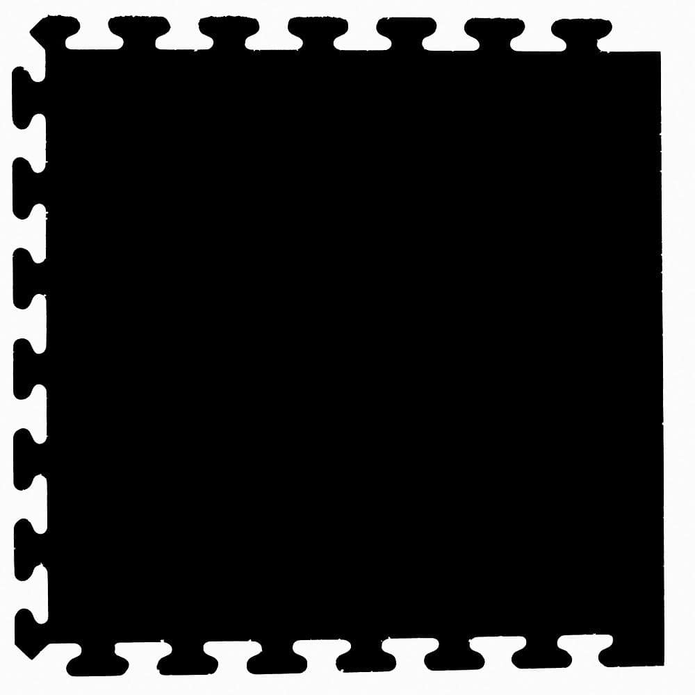 Solid Black 24 in. x 24 in. Finished Side Recycled Rubber Floor Tile (16 sq