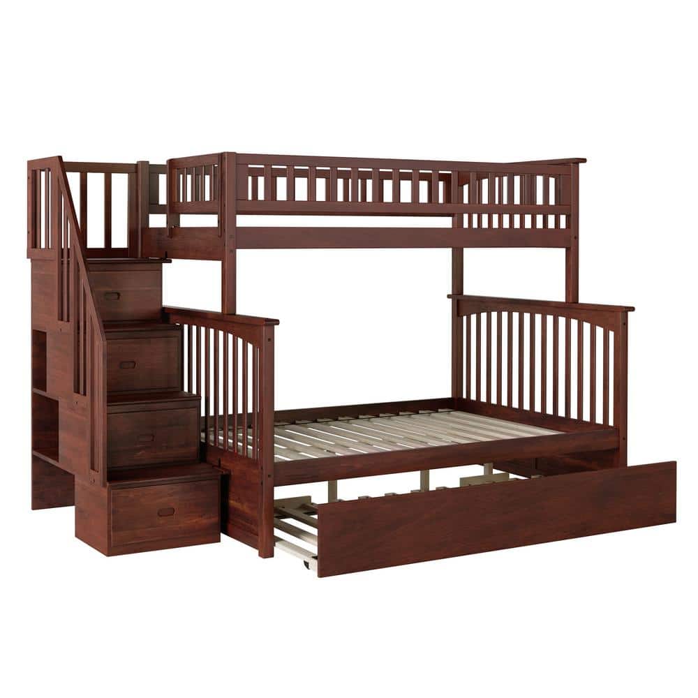 Atlantic Furniture Columbia Staircase, Modernluxe Twin Over Full Wood Bunk Bed With Trundle And Storage Stairs