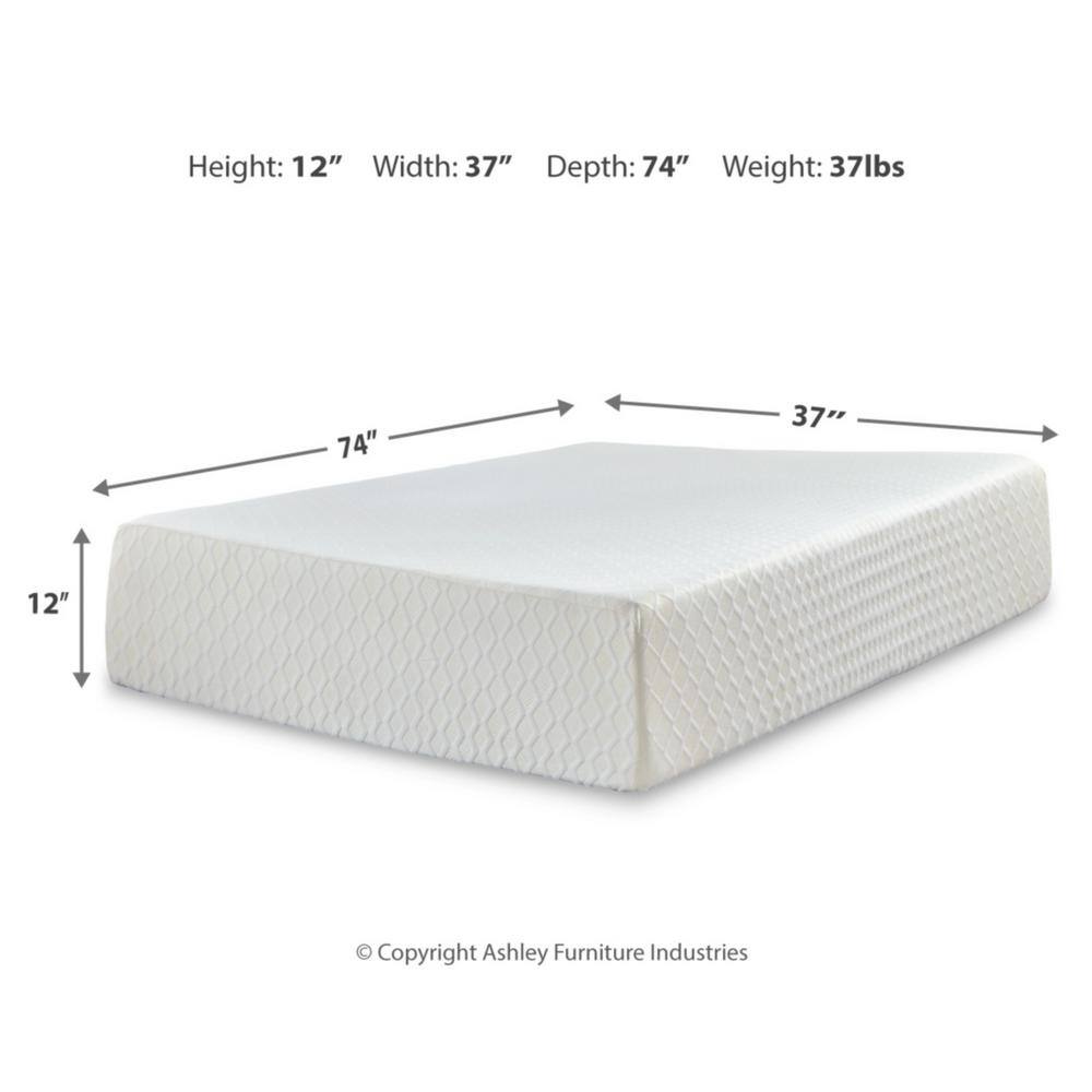 Contemporary White Twin Memory Foam Mattress 12-Inch