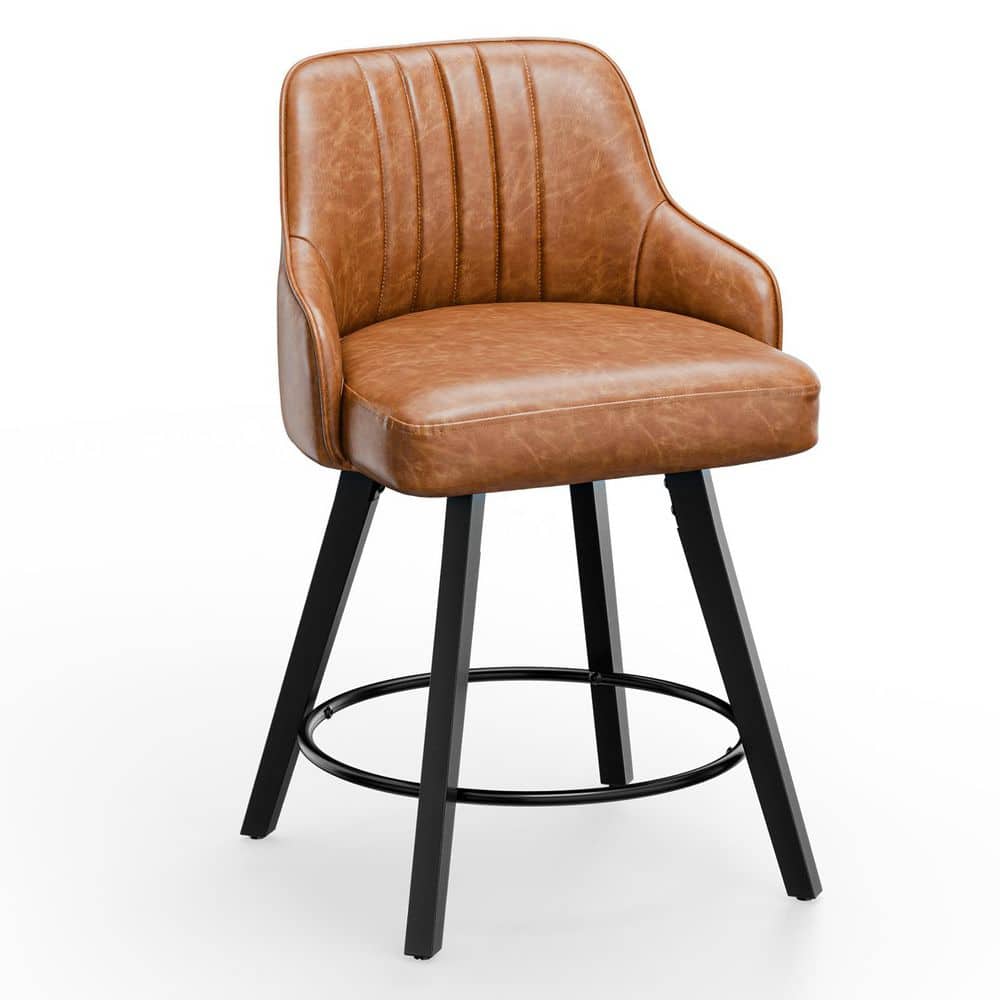 33.46 in. H Brown Full Back Wood Bar Stool with PU Seat Set of 1 price history on PriceWatchPro