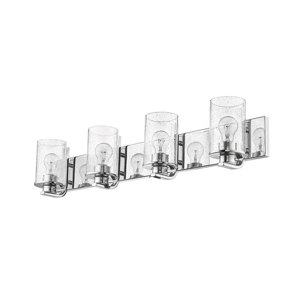 Beckett 34" Chrome 4-Light Vanity with Glass Shades