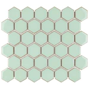 Hudson Due 2" Hex Light Green 10-7/8 in. x 12-5/8 in. Porcelain Mosaic Tile (9.7 sq. ft./Case)