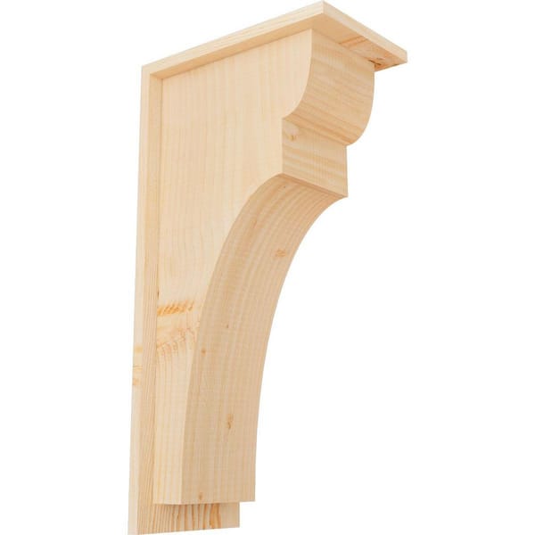 Ekena Millwork 7-1/2 in. x 12 in. x 24 in. Douglas Fir Yorktown Smooth Corbel with Backplate