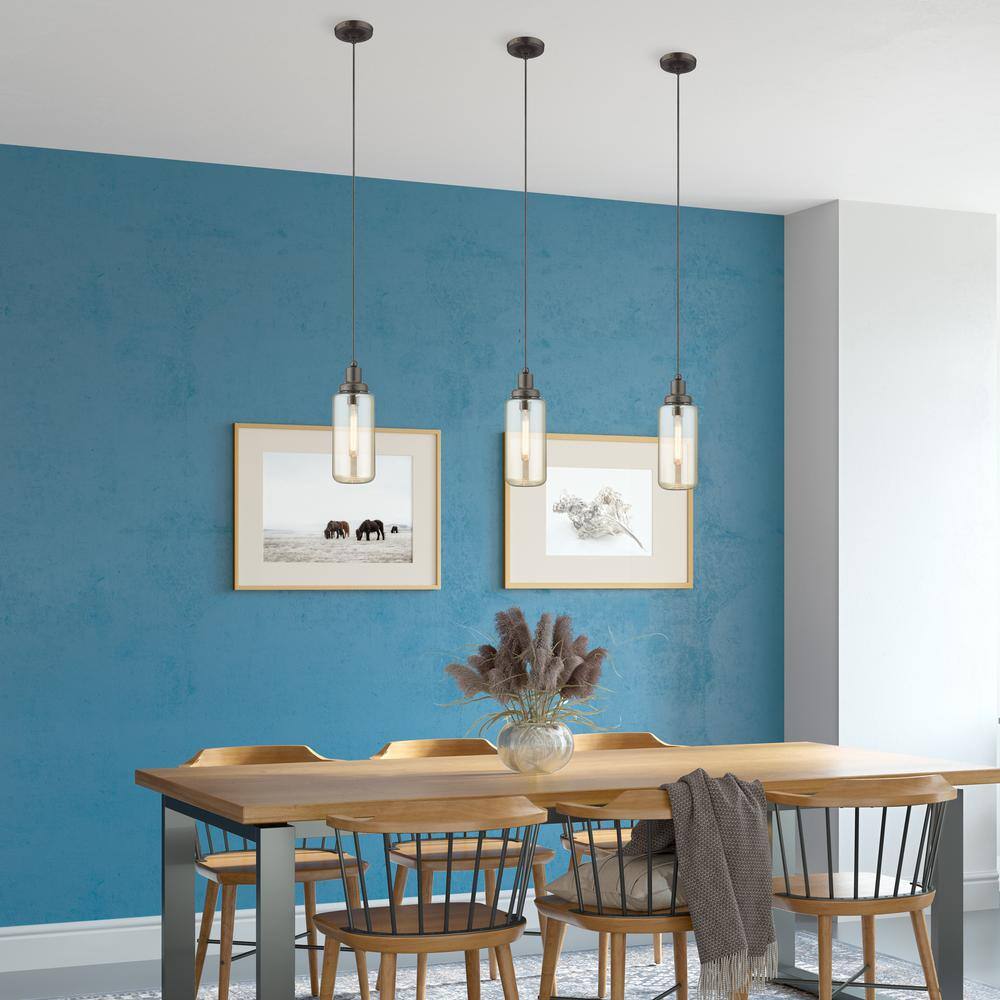 English Bronze Mini Jar Pendant with Champagne Glass Shade