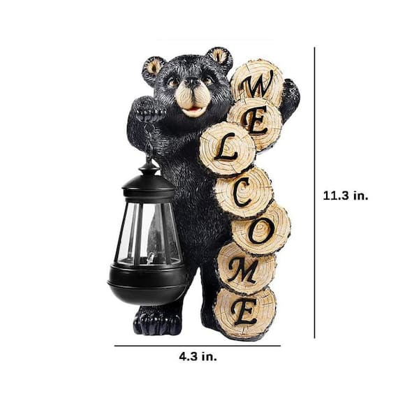 Black Resin Solar Bear Garden Statue Z09J4THL3F - The Home Depot