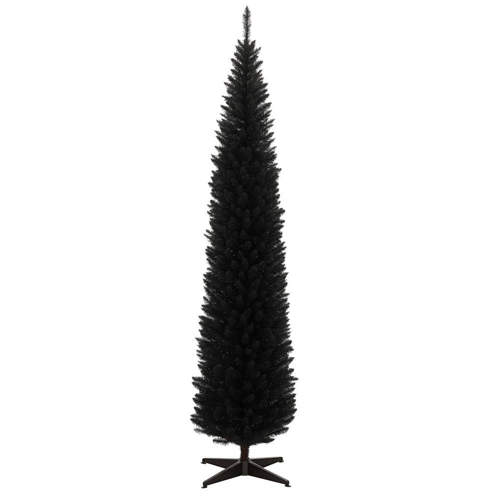 8 ft. Black Unlit Slim Pencil Artificial Christmas Tree, Xmas Tree with 618 Realistic Branch Tips and Plastic Stand price history on PriceWatchPro