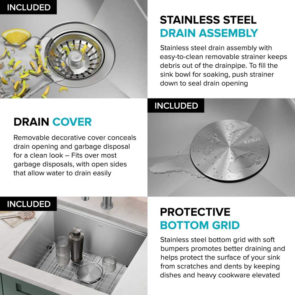 Kore 21-Inch Stainless Steel Single Bowl Drop-In Farmhouse Sink