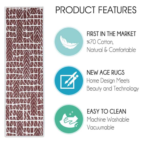 SUSSEXHOME Hudson Maroon 9 in. x 28 in. Cotton Carpet Stair Tread Cover (Set of 7)