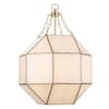 Monteaux Lighting Ellis 18.5 in. 3-Light Gold Pendant Light Fixture with Satin White Glass Panels HPI-10714