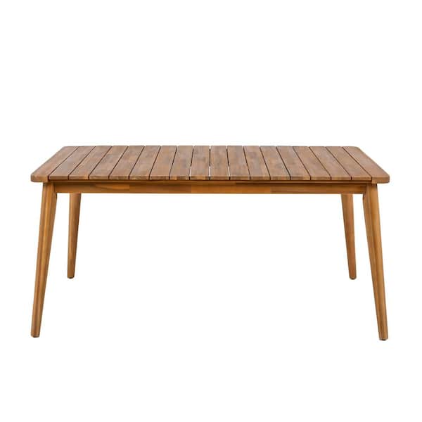 6-Person Outdoor Acacia Wood Dining Table, 180 lbs. Weight Capacity, 63 in. L