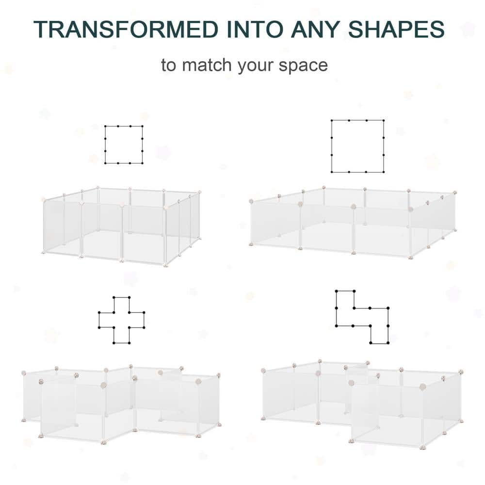 Clear Plastic Pet Playpen with Multi-Angle Connectors