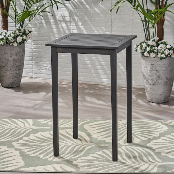 Polaris 41 in. Dark Grey Square Wood Outdoor Patio Accent Table