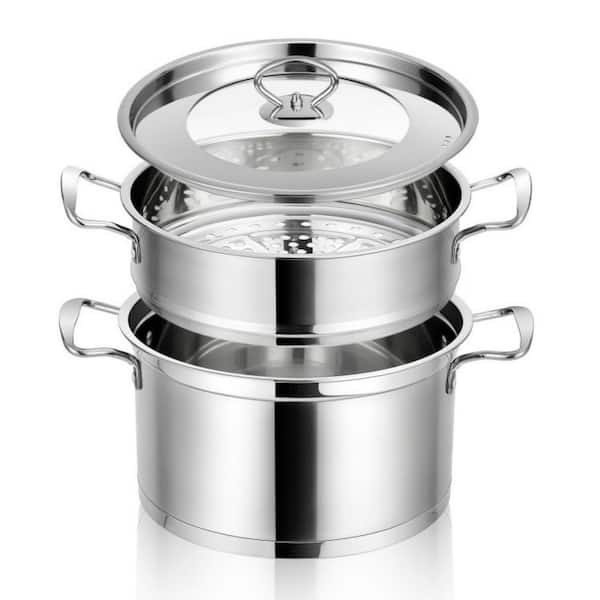 Dropship Stainless Steel Stack And Steam Pot Set With Lid 2 Tier