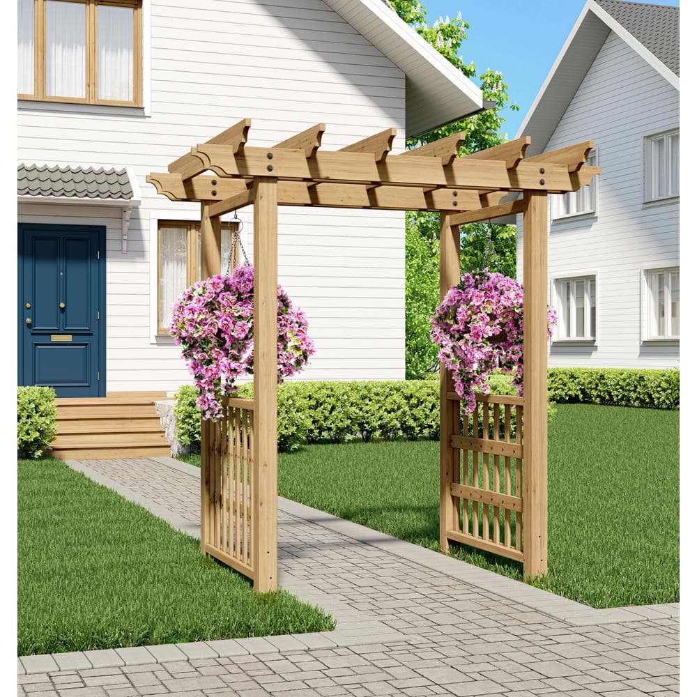 Springwood Golden Brown Cedar Wood Arbor with Flat Roof